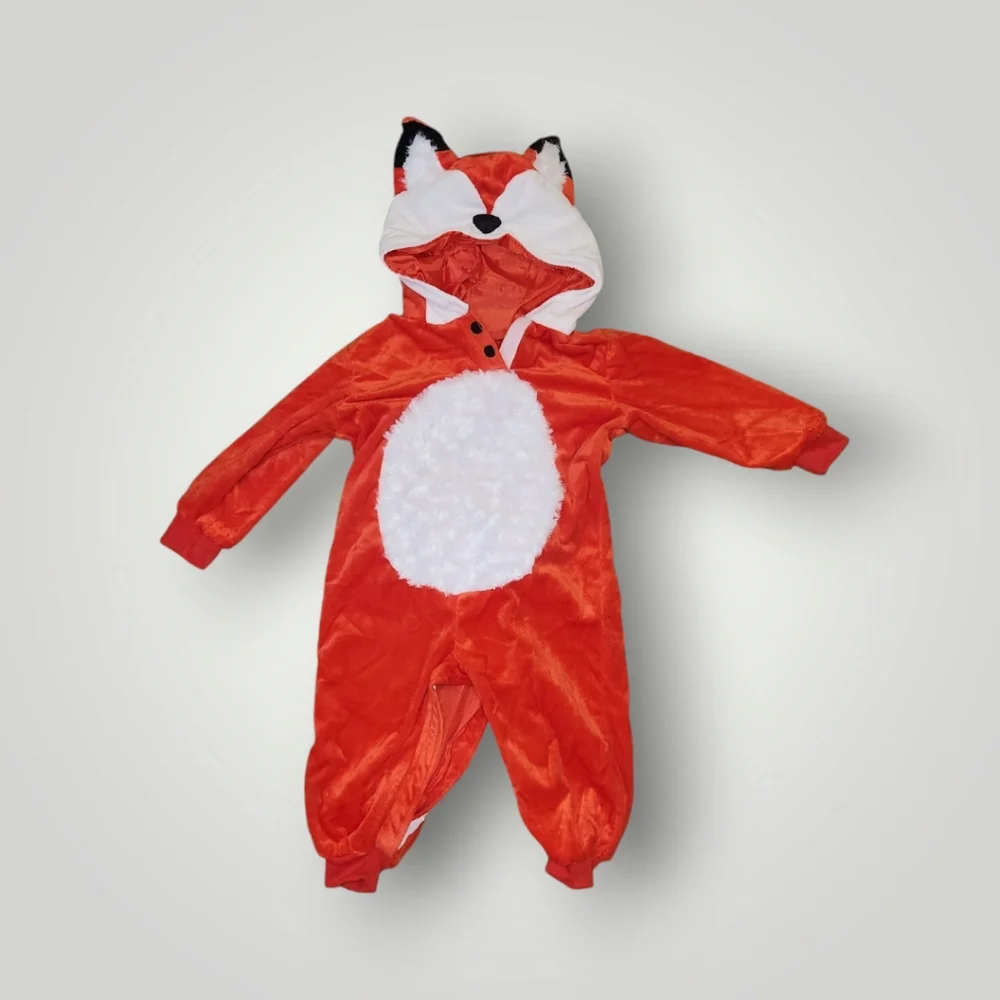 Halloween Baby Fox CostumeFurry Fox Toddler Jumpsuit Button Hooded 18-24 M
